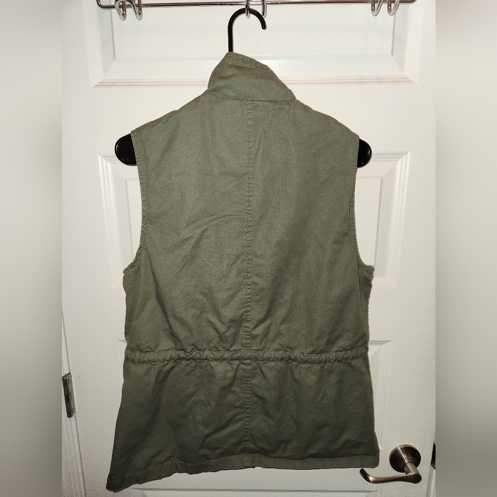 RUE21 Army Green Utility Vest Cinch Waist Cargo Military Style Jacket L - Picture 3 of 12